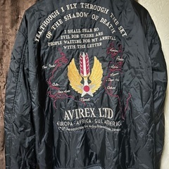 AVIREX アヴィレックス MA-1 フライトジャケット 刺繍 ブラック ヨーロッパモデルの画像
