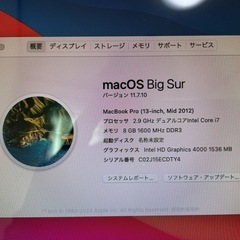 Mac Book Pro 2012Mid OS Big Sur
    の画像
