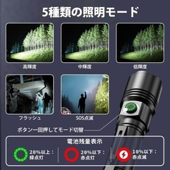 懐中電灯 強力  フラッシュライト Type-C充電式/電池式/の画像