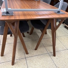 《リユースマン倉敷》ダイニングテーブル5点セット  グレー×ナチュラル 布製 食卓 机の画像