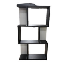 木製　S字型　ディスプレイラック　オープンラック　飾り棚　ブラック（在庫：1）の画像