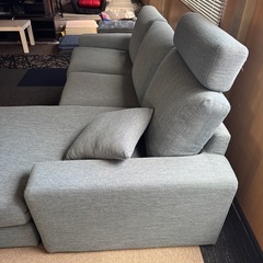 ３人がけソファー　ソファー　水色の画像