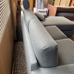 ３人がけソファー　ソファー　水色の画像