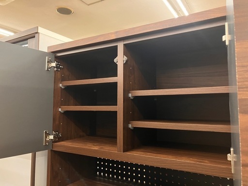 2/3 値下げ?大川家具?2面レンジボード?Roy/ロイ?木目調?ウッド?ブラウン?パンチング仕様?おしゃれ?2767