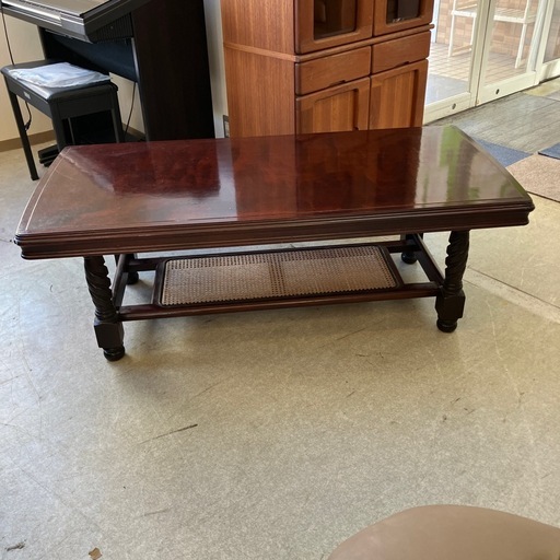 サ2512-278 応接テーブル ローテーブル ダークブラウン キズ汚れ有り