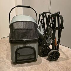 【美品】ペットカート 犬カート ペットバギー 分離型 多頭 小型犬 中型犬 折りたたみ 軽量 分離式の画像