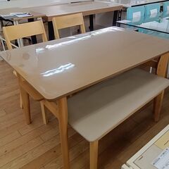 ★リユースのサカイつくば店★TK7849 ニトリ ダイニングテーブルセット ナチュラル H68×D75×W120 クリーニング済みの画像
