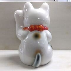 陶器製 招き猫 高さ25.5cm 左手上げ 商売繁盛 良縁 金運 置物 縁起物 まねき猫 札幌市中央区 南12条店の画像