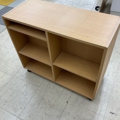 木製本棚 キャスター付き ワゴンラックの画像