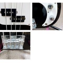 Busker's エレキベース PBタイプ  ソフトケース/ストラップ付 ブラック/ホワイト プレべタイプ 西岡店の画像