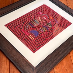 大きめアートフレーム　パナマ　モラ刺繍＊民芸　アンティーク*古民家の画像