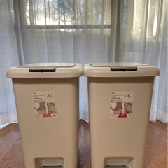 プッシュ&ペダル式ごみ箱 45L ホワイト 2個セットの画像