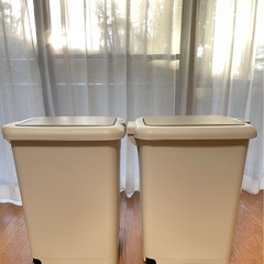 プッシュ&ペダル式ごみ箱 45L ホワイト 2個セットの画像