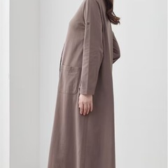 BELLE MAISON ベルメゾン パジャマ マタニティ ワンピース 長袖 ロング丈 ブラウン ほぼ未使用品 L~LLの画像