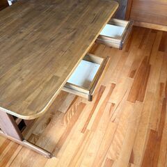 無垢材 木製デスク 引き出し4杯 幅120cm｜河津町・引き取り限定の画像