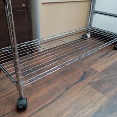3段スチールラック　キャスター付き　ワイド　メタルラック　収納　サイズ（約）幅90×奥35×高95　　■近隣配送無料 買取GO‼　栄和店の画像