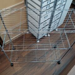 3段スチールラック　キャスター付き　ワイド　メタルラック　収納　サイズ（約）幅90×奥35×高95　　■近隣配送無料 買取GO‼　栄和店の画像