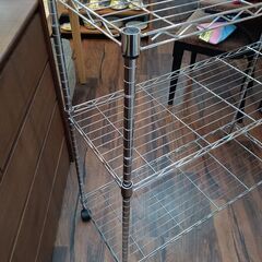 3段スチールラック　キャスター付き　ワイド　メタルラック　収納　サイズ（約）幅90×奥35×高95　　■近隣配送無料 買取GO‼　栄和店の画像