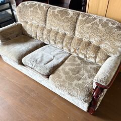 昭和レトロ 木製ソファ3点セット｜古民家・カフェ向け｜河津町引取の画像