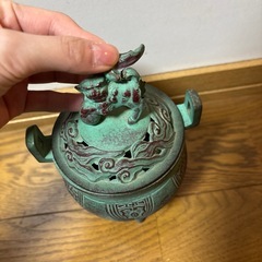 香炉　獅子彫刻 (たぶん青銅) 骨董品　古道具の画像