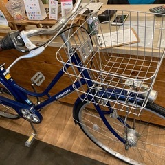 【SALE！防犯登録無料！前後タイヤ・チューブ新品！】LEDオートライト　6段変速　27インチ自転車　ネイビーブルーの画像