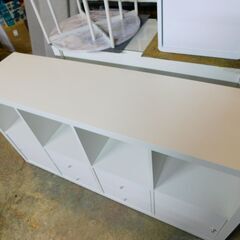 【JM944】IKEA KALLAX イケア カラックス シェルフユニット ホワイト 引き出し 扉付き 収納棚の画像