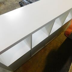【JM944】IKEA KALLAX イケア カラックス シェルフユニット ホワイト 引き出し 扉付き 収納棚の画像