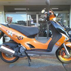 NO.5610　キムコ　スーパー９Ｓ 水冷２サイクルエンジン　前後ディスクブレーキ　オレンジ＆ブラック　☆彡の画像