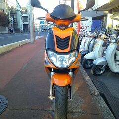 NO.5610　キムコ　スーパー９Ｓ 水冷２サイクルエンジン　前後ディスクブレーキ　オレンジ＆ブラック　☆彡の画像