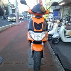 NO.5611　キムコ　スーパー９Ｓ 水冷２サイクルエンジン　前後ディスクブレーキ　オレンジ＆ブラック　☆彡の画像