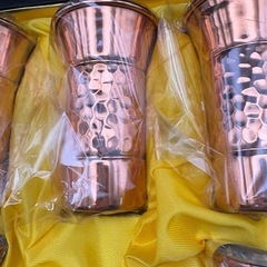 純銅一口ビールグラス　5個セット（ハート型栓抜き付）の画像