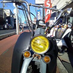 NO.5614　リトルカブ　セル付き　ラットスタイルカスタム　ハンドル　ライト　シート　フェンダーレス　サイドナンバー　ブロックタイヤ　マットグレー　☆彡の画像