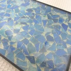 ガラス板 オーシャンブルー モザイクタイル柄 横55cm×縦33㎝の画像