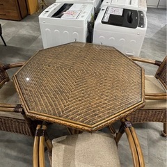 KAZAMA カザマ 籐 ダイニングセット 椅子3脚の画像
