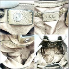 【❗️✨編み込みハンドル✨❗️】COLE HAAN コールハーン レザー×ナイロン トートバッグ A4収納可 グレージュの画像