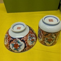 【中古】大阪引取歓迎　有田彩窯　茶碗　湯のみ　5客セット【KNLK063】の画像