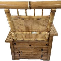 梅里竹芸 椅子｜竹製アームチェア｜収納付き・キャスターなし｜和風インテリア・中古美品の画像