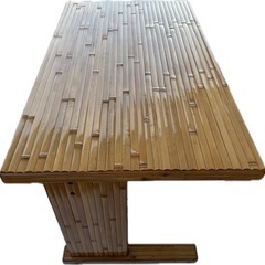 梅里竹芸 竹製机｜キャスター付き｜和モダンデザイン｜中古美品の画像