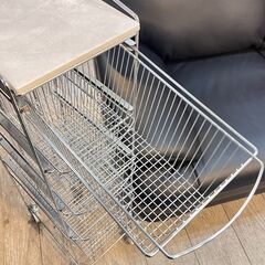 ASPLUND アスプルンド キッチンワゴン 4段 スチールワゴン マーブルトップ スリムカート 横幅23.5cm奥行36cm高さ93cm★買取帝国 志木店の画像