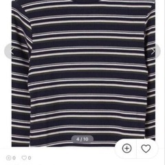 ボーダー長袖リブトップス　ボーダー　ネイビー　長袖　リブ　カットソー　Sサイズの画像