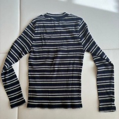 ボーダー長袖リブトップス　ボーダー　ネイビー　長袖　リブ　カットソー　Sサイズの画像