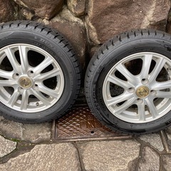 155 65R13 22年　イボ残 溝多め スタッドレス　ダンロップ4本ホイールセット ワゴンR等の画像