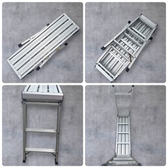 アルミ製 折りたたみ足場台 洗車台 脚立 高さ約740mmの画像