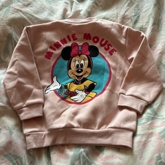 ミニーマウス 裏起毛トレーナー ピンク 100cmの画像