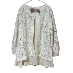 【訳あり】HusHusH 総レースブラウス バックリボン アイボリー Ｌの画像