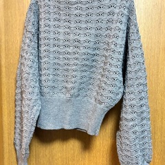 柄編みハーフジップニット チャコールグレー Lサイズの画像