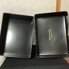 昭和レトロ　文箱　収納ケース　朱色　ゴールド　清峰　整理箱　葉書入れ　小物入れの画像