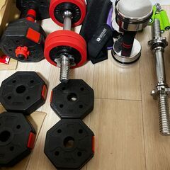 ダンベル・ウェイトセット一式まとめ売り【引き取り限定】¥10,000の画像