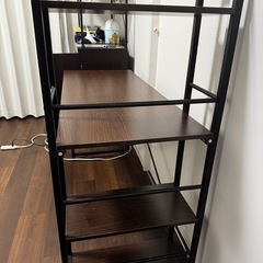 ラック付きデスク 120幅
／ウォールナットの画像