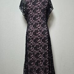 総レース ワンピース フォーマルドレス シフォンスリーブワンピ ロング丈の画像